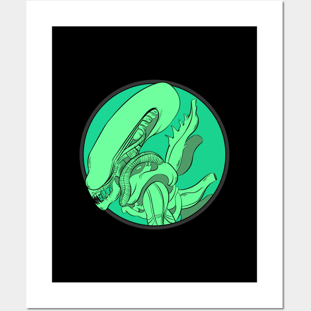 Alien Xenomorph Green Wall Art by DonCorgi